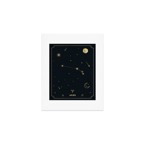 Cuss Yeah Designs Aries Constellation in Gold Art Print