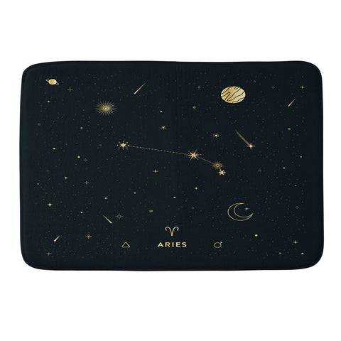 Cuss Yeah Designs Aries Constellation in Gold Memory Foam Bath Mat