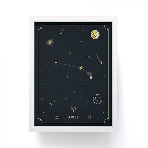 Cuss Yeah Designs Aries Constellation in Gold Framed Mini Art Print