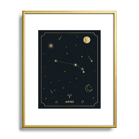 Cuss Yeah Designs Aries Constellation in Gold Metal Framed Art Print