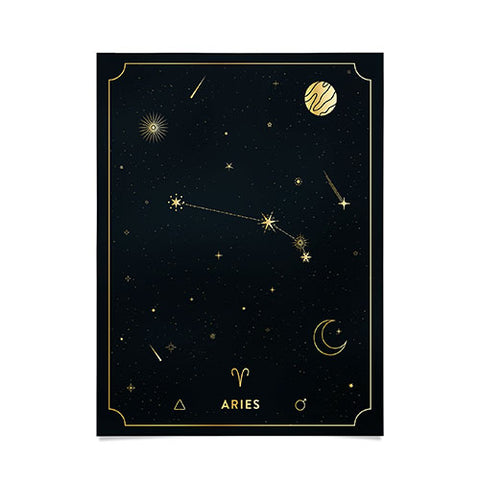Cuss Yeah Designs Aries Constellation in Gold Poster