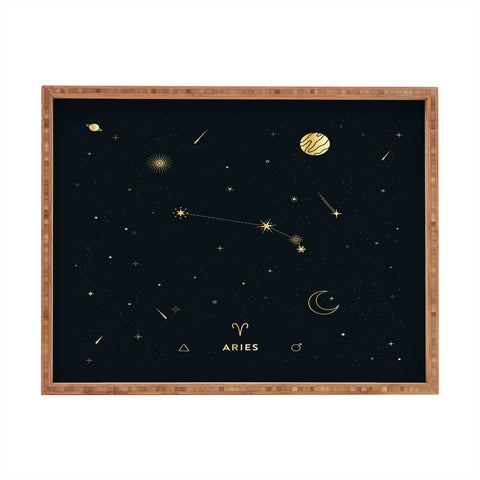 Cuss Yeah Designs Aries Constellation in Gold Rectangular Tray
