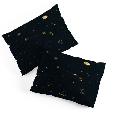 Cuss Yeah Designs Aries Constellation in Gold Pillow Shams