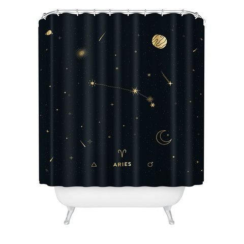 Cuss Yeah Designs Aries Constellation in Gold Shower Curtain