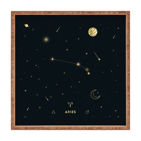 Cuss Yeah Designs Aries Constellation in Gold Square Tray