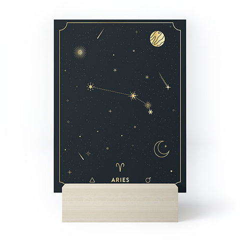 Cuss Yeah Designs Aries Constellation in Gold Mini Art Print