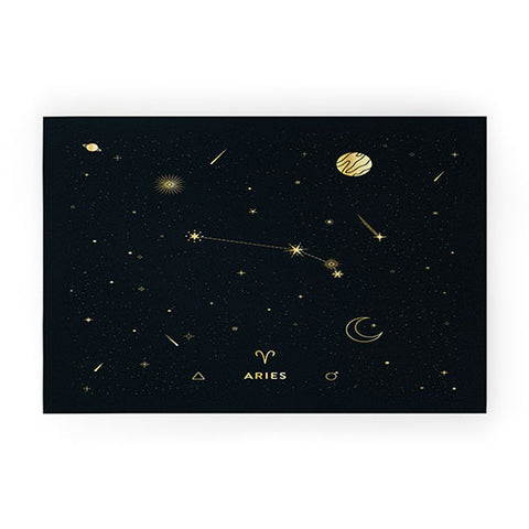 Cuss Yeah Designs Aries Constellation in Gold Welcome Mat