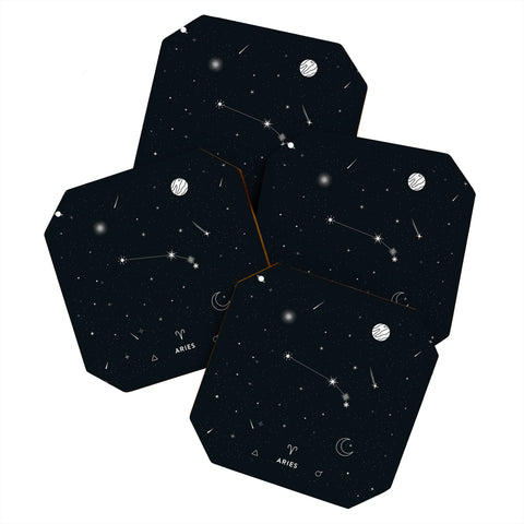 Cuss Yeah Designs Aries Star Constellation Coaster Set