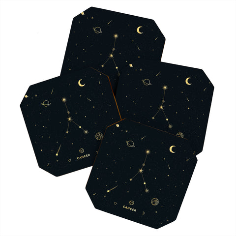 Cuss Yeah Designs Cancer Constellation in Gold Coaster Set