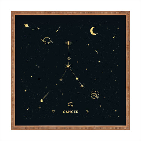 Cuss Yeah Designs Cancer Constellation in Gold Square Tray