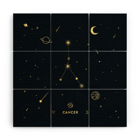Cuss Yeah Designs Cancer Constellation in Gold Wood Wall Mural