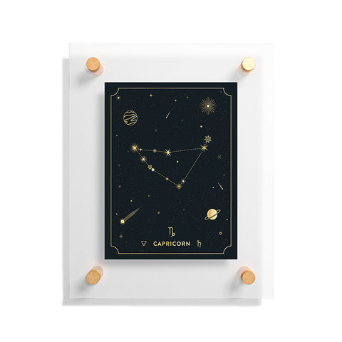 Cuss Yeah Designs Capricorn Constellation Gold Floating Acrylic Print