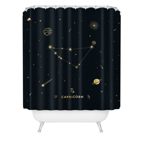 Cuss Yeah Designs Capricorn Constellation Gold Shower Curtain