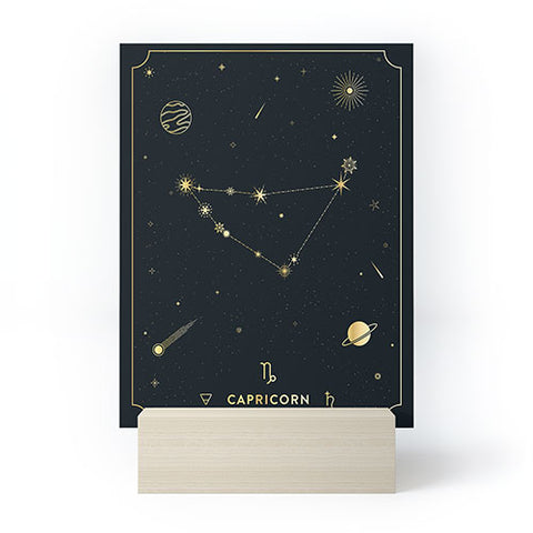 Cuss Yeah Designs Capricorn Constellation Gold Mini Art Print