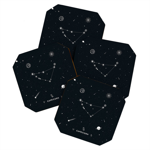 Cuss Yeah Designs Capricorn Star Constellation Coaster Set