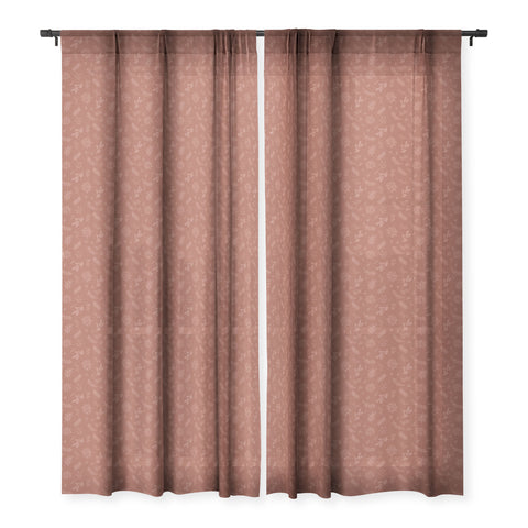 Cuss Yeah Designs Crimson Floral Pattern 001 Sheer Window Curtain