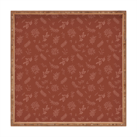 Cuss Yeah Designs Crimson Floral Pattern 001 Square Tray