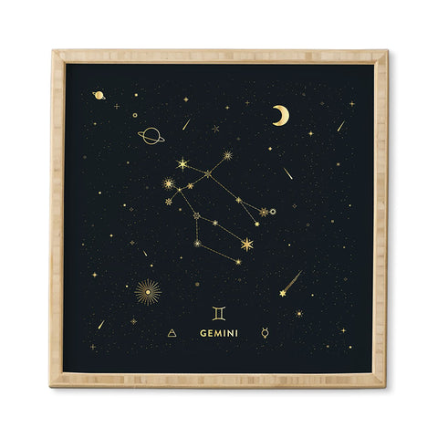 Cuss Yeah Designs Gemini Constellation in Gold Framed Wall Art