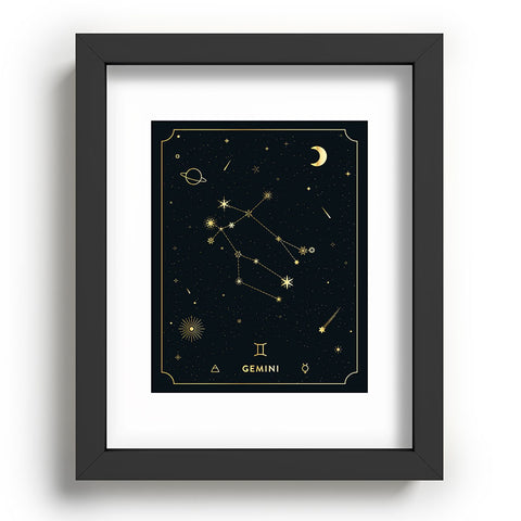 Cuss Yeah Designs Gemini Constellation in Gold Recessed Framing Rectangle