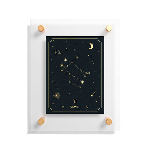 Cuss Yeah Designs Gemini Constellation in Gold Floating Acrylic Print
