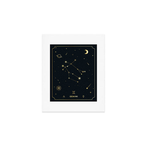 Cuss Yeah Designs Gemini Constellation in Gold Art Print