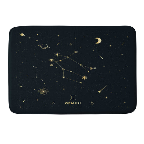 Cuss Yeah Designs Gemini Constellation in Gold Memory Foam Bath Mat