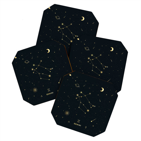 Cuss Yeah Designs Gemini Constellation in Gold Coaster Set