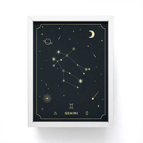 Cuss Yeah Designs Gemini Constellation in Gold Framed Mini Art Print