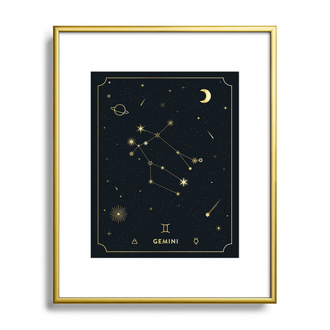 Cuss Yeah Designs Gemini Constellation in Gold Metal Framed Art Print
