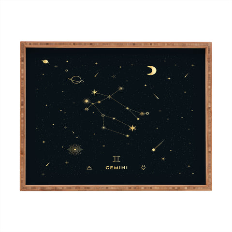 Cuss Yeah Designs Gemini Constellation in Gold Rectangular Tray