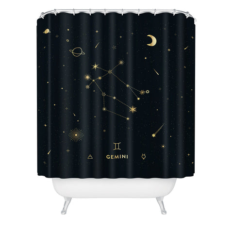 Cuss Yeah Designs Gemini Constellation in Gold Shower Curtain