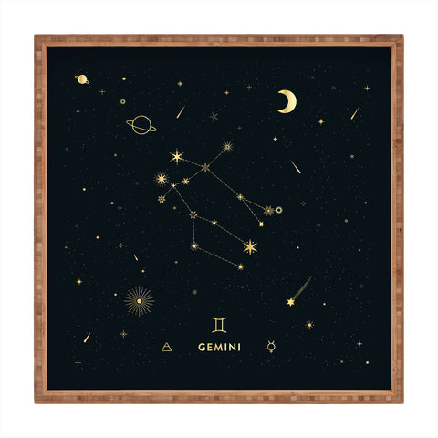 Cuss Yeah Designs Gemini Constellation in Gold Square Tray