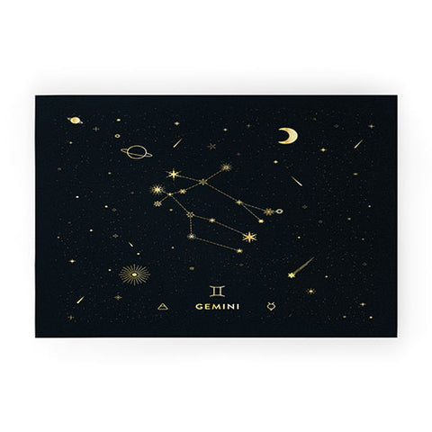 Cuss Yeah Designs Gemini Constellation in Gold Welcome Mat