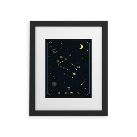 Cuss Yeah Designs Gemini Constellation in Gold Framed Art Print