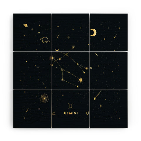 Cuss Yeah Designs Gemini Constellation in Gold Wood Wall Mural
