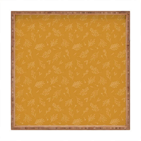 Cuss Yeah Designs Golden Floral Pattern 001 Square Tray