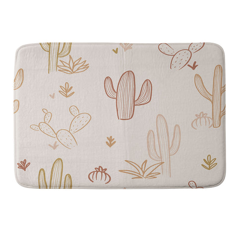Cuss Yeah Designs Hand Drawn Cactus Pattern Memory Foam Bath Mat