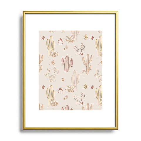 Cuss Yeah Designs Hand Drawn Cactus Pattern Metal Framed Art Print