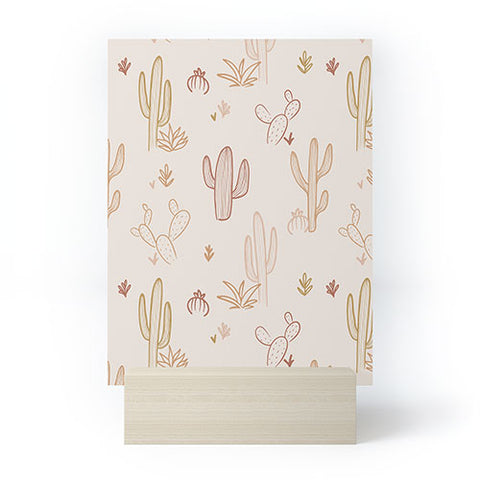 Cuss Yeah Designs Hand Drawn Cactus Pattern Mini Art Print