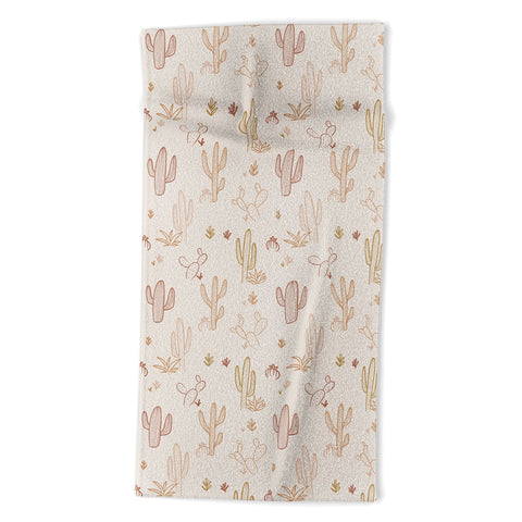 Cuss Yeah Designs Hand Drawn Cactus Pattern Beach Towel