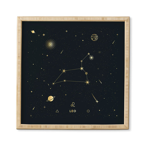 Cuss Yeah Designs Leo Constellation in Gold Framed Wall Art