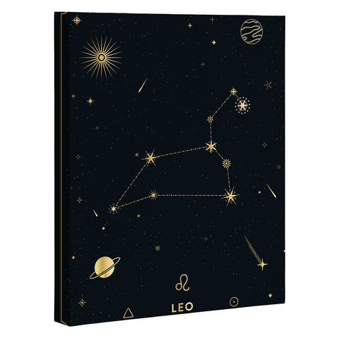 Cuss Yeah Designs Leo Constellation in Gold Art Canvas