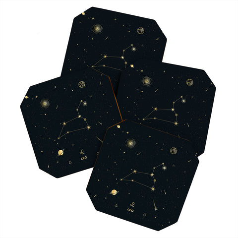 Cuss Yeah Designs Leo Constellation in Gold Coaster Set
