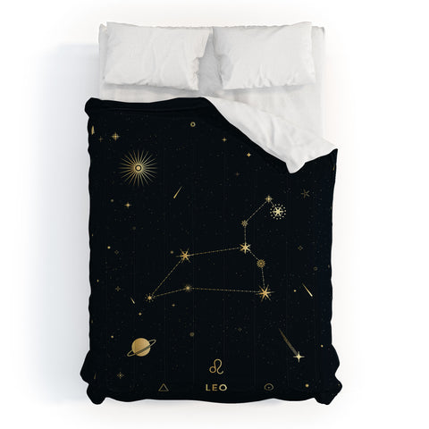 Cuss Yeah Designs Leo Constellation in Gold Comforter