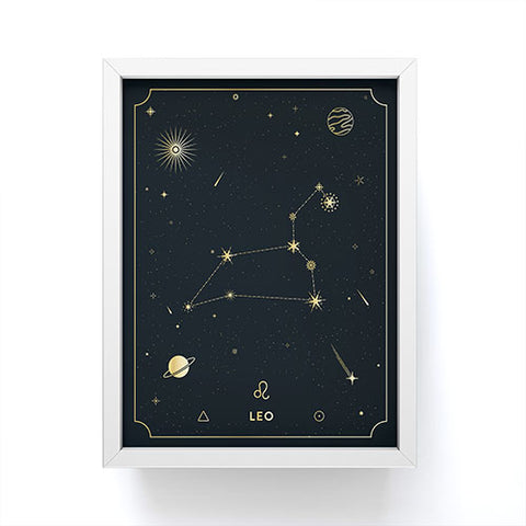 Cuss Yeah Designs Leo Constellation in Gold Framed Mini Art Print