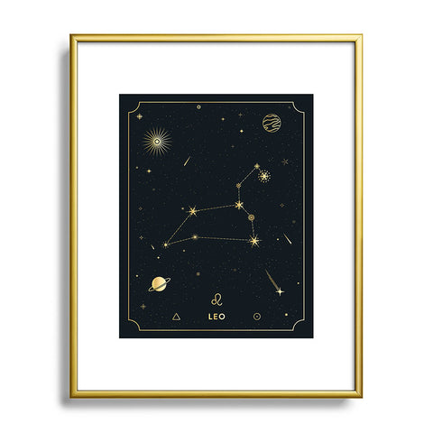 Cuss Yeah Designs Leo Constellation in Gold Metal Framed Art Print