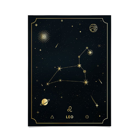 Cuss Yeah Designs Leo Constellation in Gold Poster