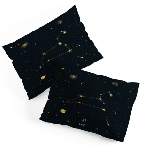 Cuss Yeah Designs Leo Constellation in Gold Pillow Shams