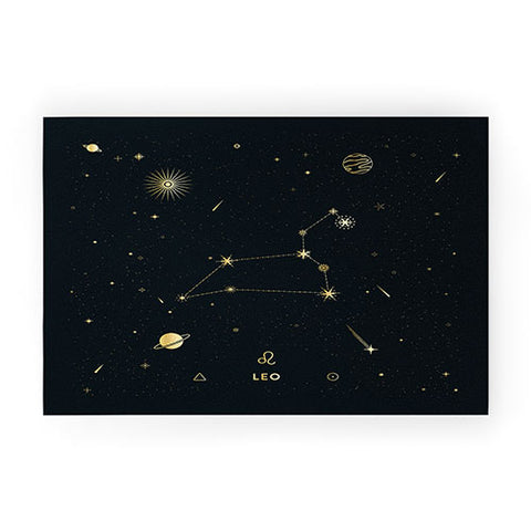 Cuss Yeah Designs Leo Constellation in Gold Welcome Mat