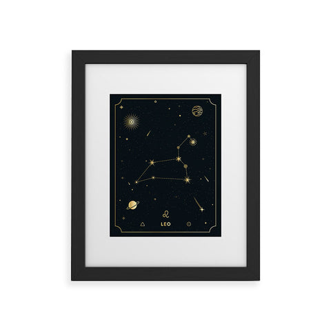 Cuss Yeah Designs Leo Constellation in Gold Framed Art Print